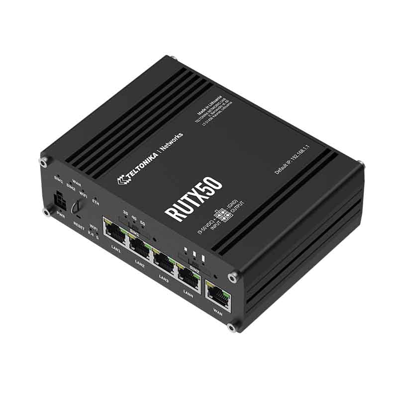 Teltonika RUTX50 5G router för företag och industri - Wifi Router för övervakningskameror och larm