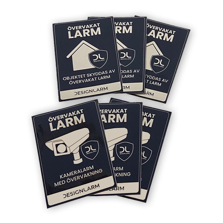Larmdekal set med klistermärken för larm och videoövervakning med kameror - dörrar och fönster
